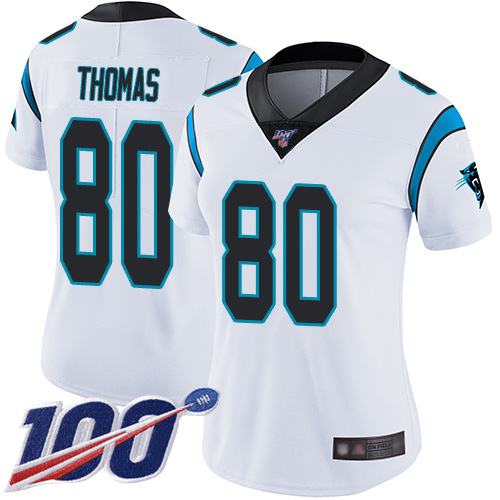Carolina Panthers Limited White Women Ian Thomas Road Jersey NFL Football #80 100th Season Vapor Untouchable